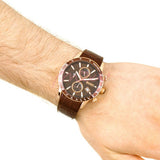 Hugo Boss Rafale Chronograph Brown Dial Brown Leather Strap Watch For Men - 1513392