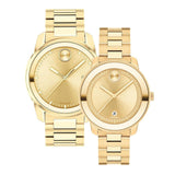 Movado Bold Verso Gold Dial Gold Steel Strap Watch for Men - 3600861