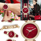 Michael Kors Parker Mother of Pearl Red Dial Two Tone Steel Strap Watch for Women - MK6427