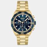 Hugo Boss Energy Chronograph Blue Dial Gold Steel Strap Watch For Men - 1513973