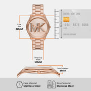 Michael Kors Slim Runway Analog Rose Gold Dial Rose Gold Steel Strap Watch For Women - MK4733