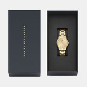 Daniel Wellington Iconic Link Unitone Gold Dial Gold Steel Strap Watch For Women - DW00100403