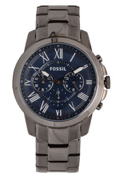 Fossil Grant Chronograph Blue Dial Grey Steel Strap Watch for Men - FS4831