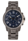 Fossil Grant Chronograph Blue Dial Grey Steel Strap Watch for Men - FS4831