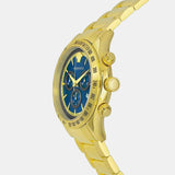 Versace Classic Chronograph Quartz Blue Dial Gold Steel Strap Watch For Men - VEV700619
