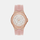 Michael Kors Lennox Three-Hand Analog White Dial Pink Silicone Strap Watch For Women - MK7334