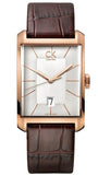 Calvin Klein Window Silver Dial Brown Leather Strap Watch for Men - K2M21620
