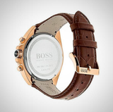 Hugo Boss Rafale Chronograph Brown Dial Brown Leather Strap Watch For Men - 1513392