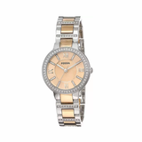 Fossil Virginia Rose Gold Dial Two Tone Steel Strap Watch for Women - ES3405