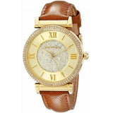 Michael Kors Catlin Champagne Dial Brown Leather Strap Watch for Women - MK2375