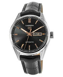 Tag Heuer Carrera Day Date Black Dial Black Leather Strap Watch for Men - WBN2013.FC6503