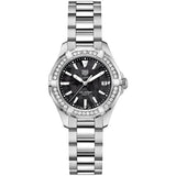 Jam Tangan Tag Heuer Aquaracer Quartz Diamonds Black Dial Silver Steel Strap untuk Wanita - WAY131P.BA0748