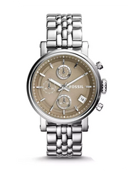 Fossil Boyfriend Chronograph Brown Dial Silver Steel Strap Watch for Women - ES3747
