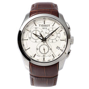 Tissot Couturier Chronograph White Dial Brown Leather Strap Watch For Men - T035.617.16.031.00
