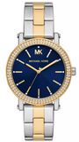 Michael Kors Analog Blue Dial Two Tone Steel Strap Watch for Women - MKO1049