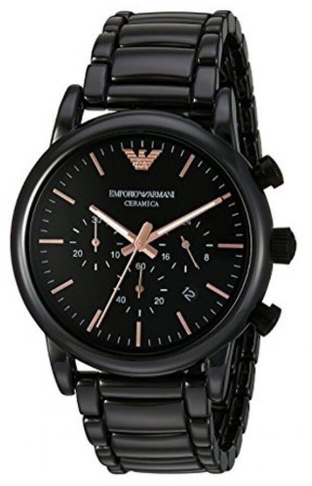 Emporio Armani Luigi Ceramic Chronograph Black Dial Black Strap