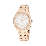 Guess Cosmo Diamonds Silver Dial Rose Gold Steel Strap Watch For Women - GW0033L3