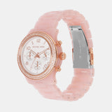 Michael Kors Runway Chronograph White Dial Pink Steel Strap Watch for Women - MK7424