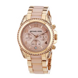 Michael Kors Blair Chronograph Rose Gold Dial Two Tone Steel Strap Watch for Women - MK5943