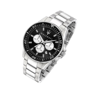 Maserati SFIDA Chronograph Black Dial Silver Steel Strap Watch For Men - R8873640004