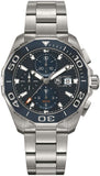 Tag Heuer Aquaracer Calibre 16 43mm Blue Dial Silver Steel Strap Watch untuk Pria - CAY211B.BA0927