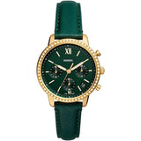 Fossil Neutra Chronograph Green Dial Green Leather Strap Watch for Women - ES5239