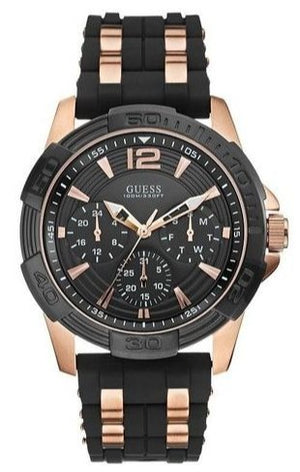Guess Oasis Black Dial Two Tone Steel Strap Watch for Men - W0366G3