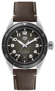 Tag Heuer Autavia Automatic Grey Dial Brown Leather Strap Watch for Men - WBE5114.FC8266