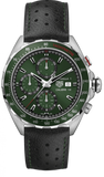 Tag Heuer Formula 1 Kaliber 16 Kronograf Otomatis Jam Tangan Tali Kulit Hitam Dial Hijau untuk Pria - CAZ2016.FC6473