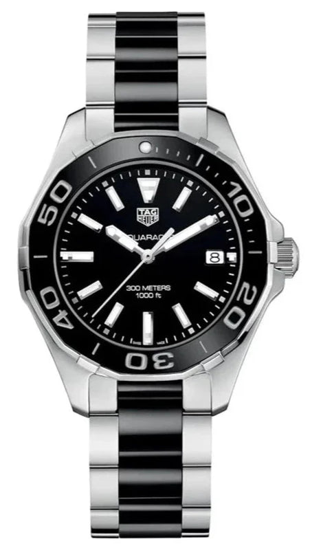Jam Tangan Pria Tag Heuer Aquaracer Quartz Black Dial Two Tone Steel Strap - WAY131A.BA0913
