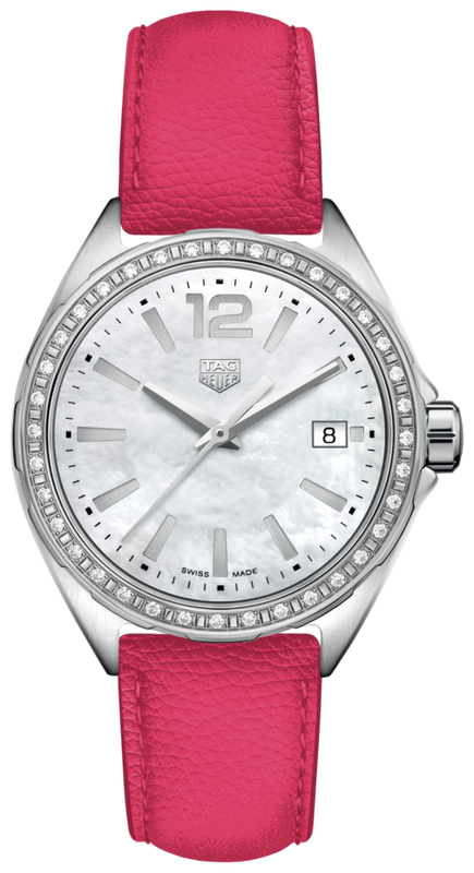Jam Tangan Tag Heuer Formula 1 Quartz Mother of Pearl Dial Tali Kulit Pink untuk Wanita - WBJ131A.FC8252