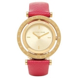 Michael Kors Averi Gold Dial Pink Leather Strap Watch for Women - MK2525