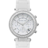 Michael Kors Parker White Dial White Leather Strap Watch for Women - MK5848