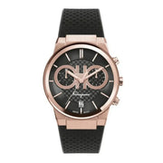 Salvatore Ferragamo Sapphire Chrono Black Dial Black Rubber Strap Watch for Men - SFME00721