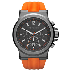 Michael Kors Dylan Chronograph Grey Dial Orange Rubber Strap Watch for Men - MK8296