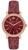 Michael Kors Corey Crystals Red Dial Red Leather Strap Watch for Women - MKO1025