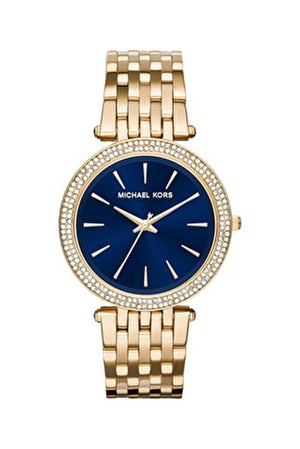 Michael Kors Darci Blue Dial Gold Steel Strap Watch for Women - MK3406
