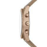 Michael Kors Warren Chronograph Beige Dial Beige Nylon Strap Watch for Men - MK9145