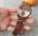 Michael Kors Lauryn Rose Gold Dial Brown Steel Strap Watch for Women - MK3757