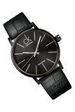 Calvin Klein Post Minimal Black Dial Black Leather Strap Watch for Men - K7621401