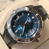 Tag Heuer Aquaracer Quartz Blue Dial Black Rubber Strap Watch for Men - WAY1112.FT8021