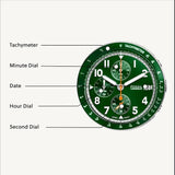 Fossil Sport Tourer Chronograph Green Dial Silver Steel Strap Watch for Men - FS6048