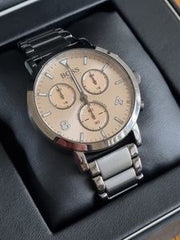 Hugo Boss Spirit Chronograph Grey Dial Grey Steel Strap Watch for Men - 1513695