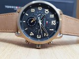 Tommy Hilfiger Briggs Chronograph Black Dial Brown Leather Strap Watch for Men - 1791425