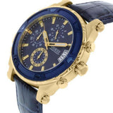 Guess Pinnacle Chronograph Quartz Blue Dial Blue Leather Strap Watch For Men - W0673G2