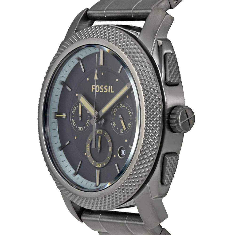 Men Dial for Grey Steel Watch Chronograph Grey Strap Machine Fossil
