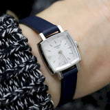 Tissot Lovely Square Silver Dial Jam Tangan Tali Kulit Biru Untuk Wanita - T058.109.16.031.00