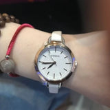 Fossil Classic Minute White Dial White Leather Strap Watch for Women - BQ3328