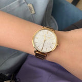 Michael Kors Addyson Three-Hand White Dial Gold Steel Strap Watch for Women - MK4712