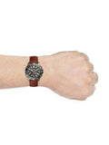 Fossil Garrett Chronograph Grey Dial Brown Leather Strap Watch for Men - FS5770